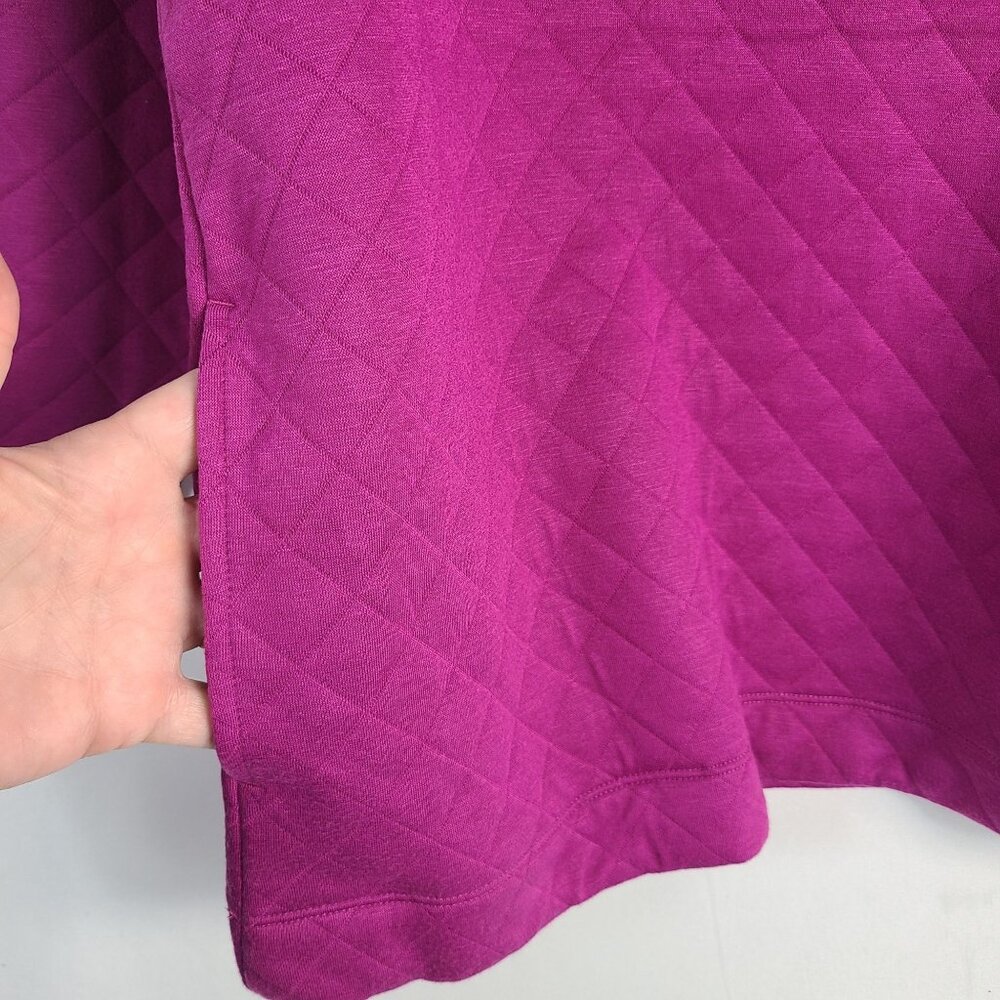 NWT Christopher & Banks Quilted Magenta Quarter Snap Pullover Top Sz L - Picture 6 of 9